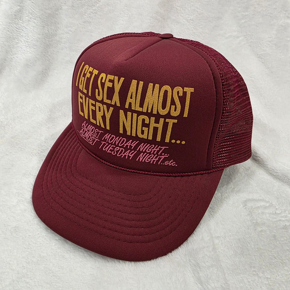 Vintage Orlando Headwear Trucker Hat "I Get Sex Almost Every Night" Funny Gag